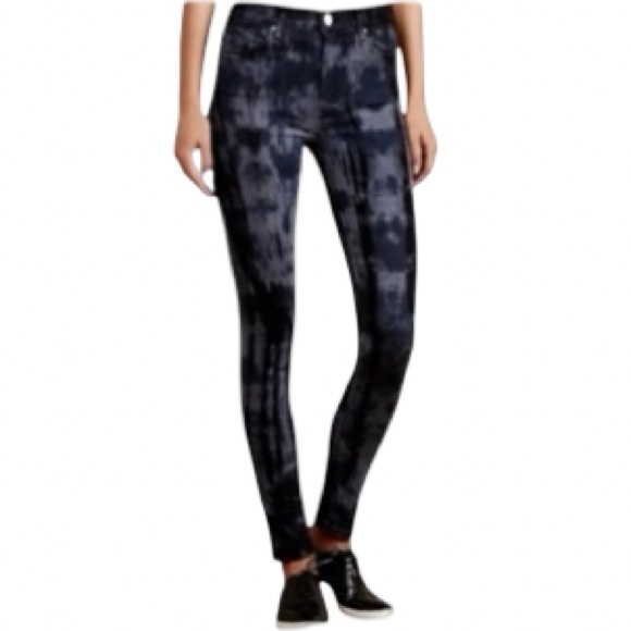 🌚EUC🌚 Anthropologie McGuireTie-Dye Stretch Jeans in Ink and Charcoal, Size 28 - Picture 4 of 6